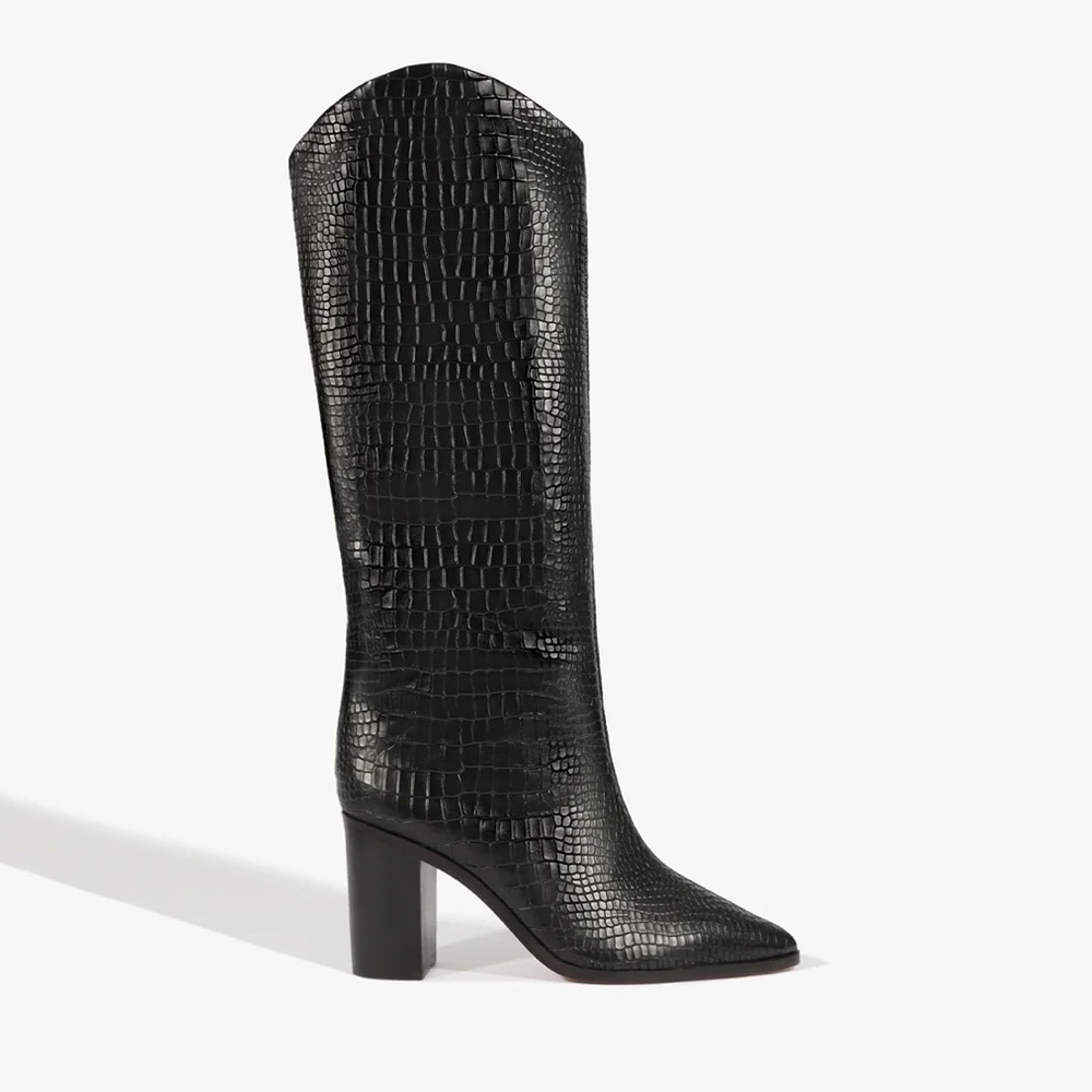 Sold SCHUTZ Black Croc-Embossed Maryana Heeled Boots